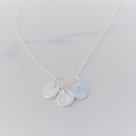 Sterling Silver Personalized Initial Necklace Custom Letter Charm Stamped 925 - Picture 3 of 3